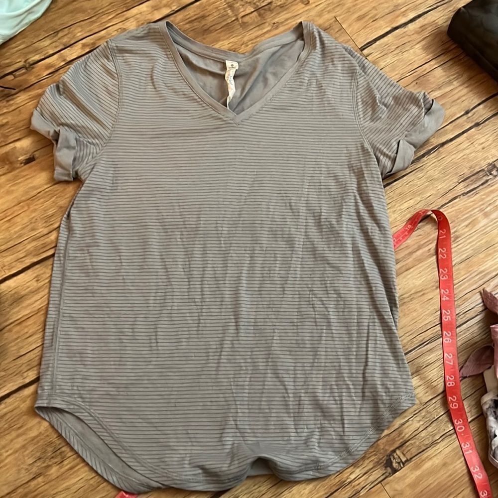 Striped Grey Lululemon V Neck Love Tee